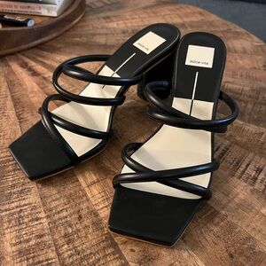 Dolce Vita Black Strappy Leather Heeled Sandals